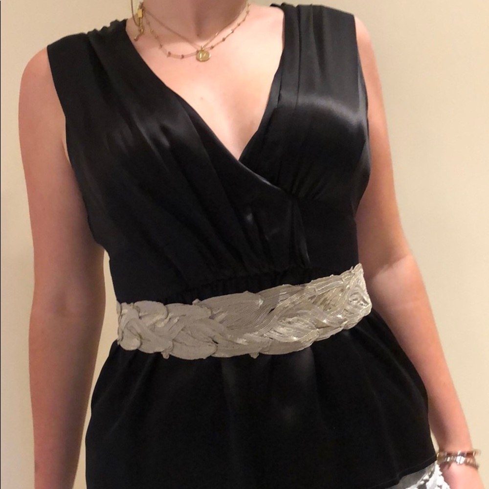 Beautiful black silk sleeveless blouse.